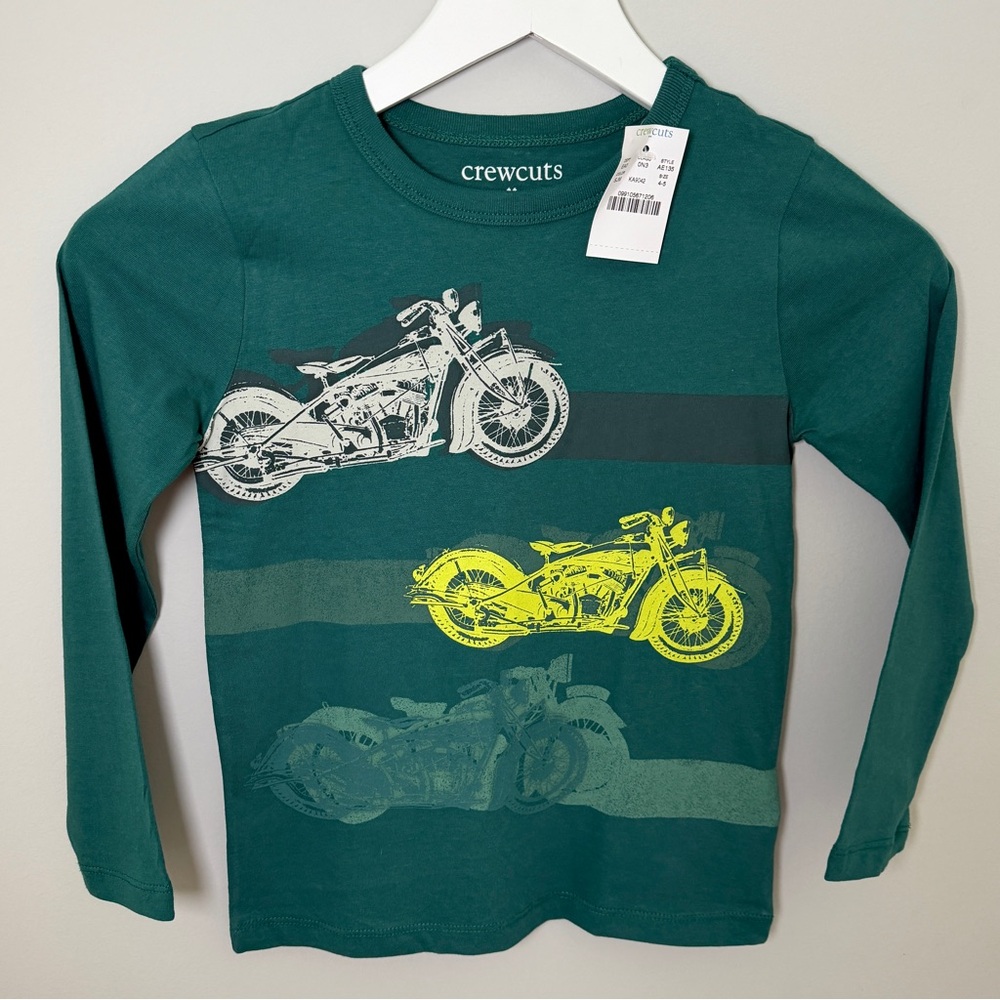NWT Crewcuts Boys’ Long Sleeve Jade Motorcycle Graphic Tee